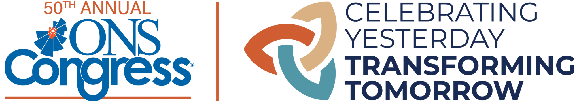 ONS Congress 2025 logo with tan, teal, and orange celtic knot symbol